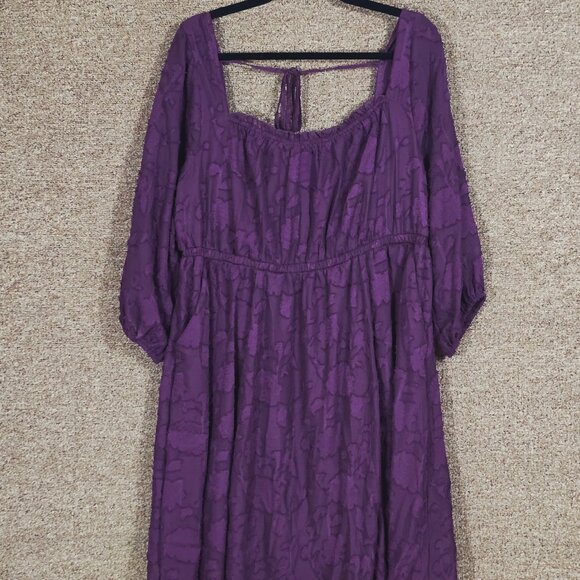 Torrid Mini Clip Floral Square Neck Tiered Pockets Dress Sz 1 Plum Pre-Owned - Picture 5 of 7